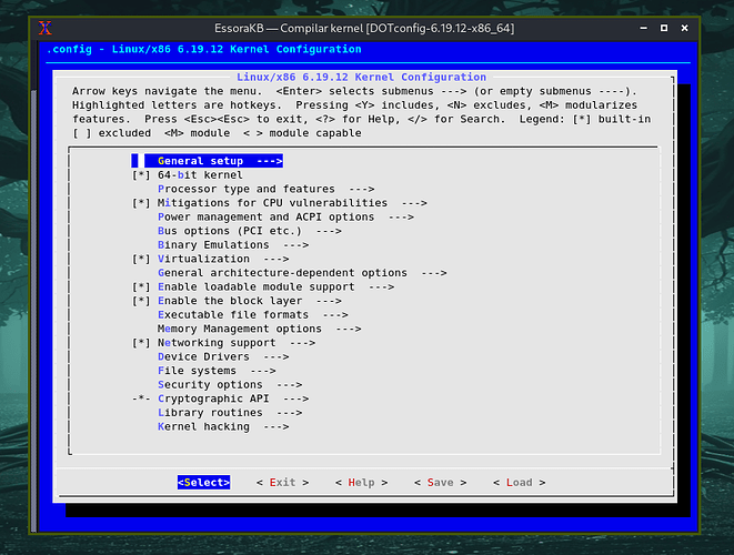EssoraKB build configuration dialog
