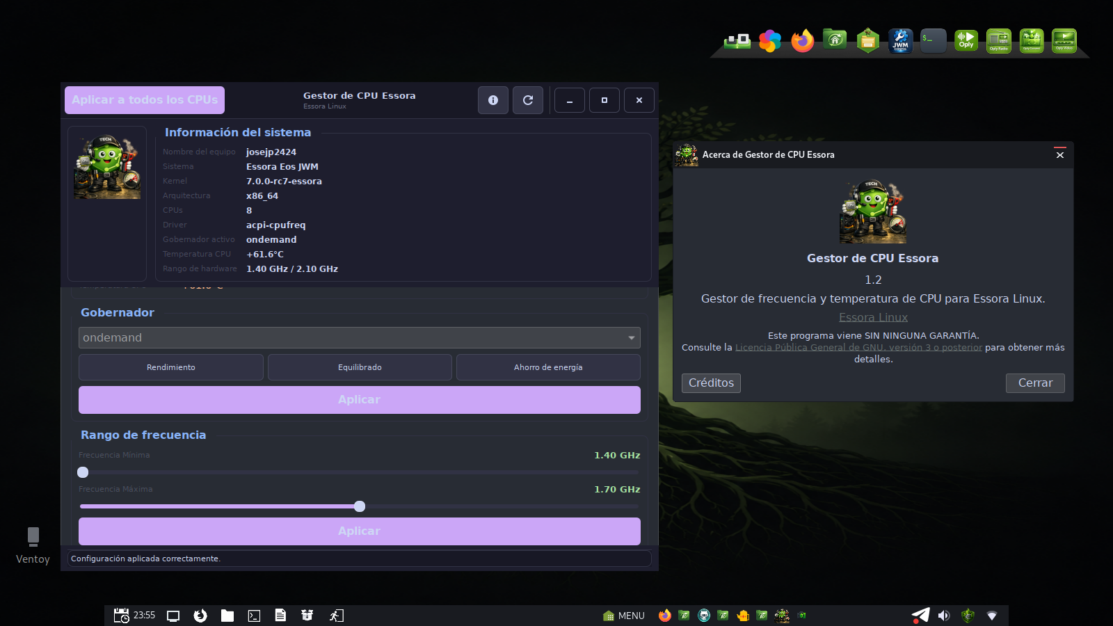 Essora CPUFreq interface