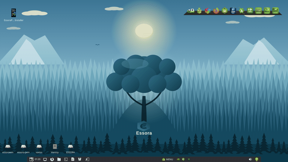 EssoraPup64 desktop running with XLibre