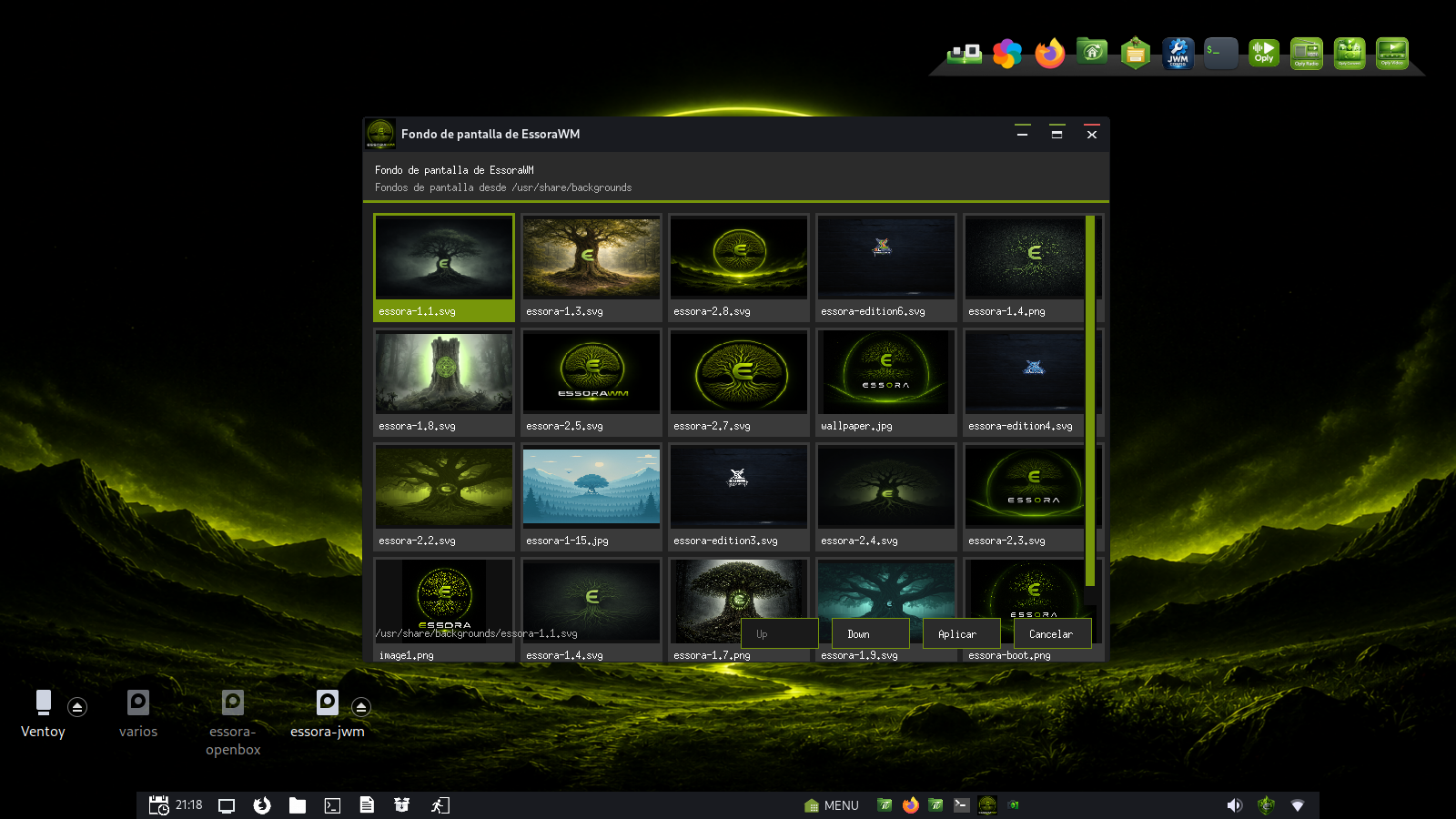 EssoraWM wallpaper selector