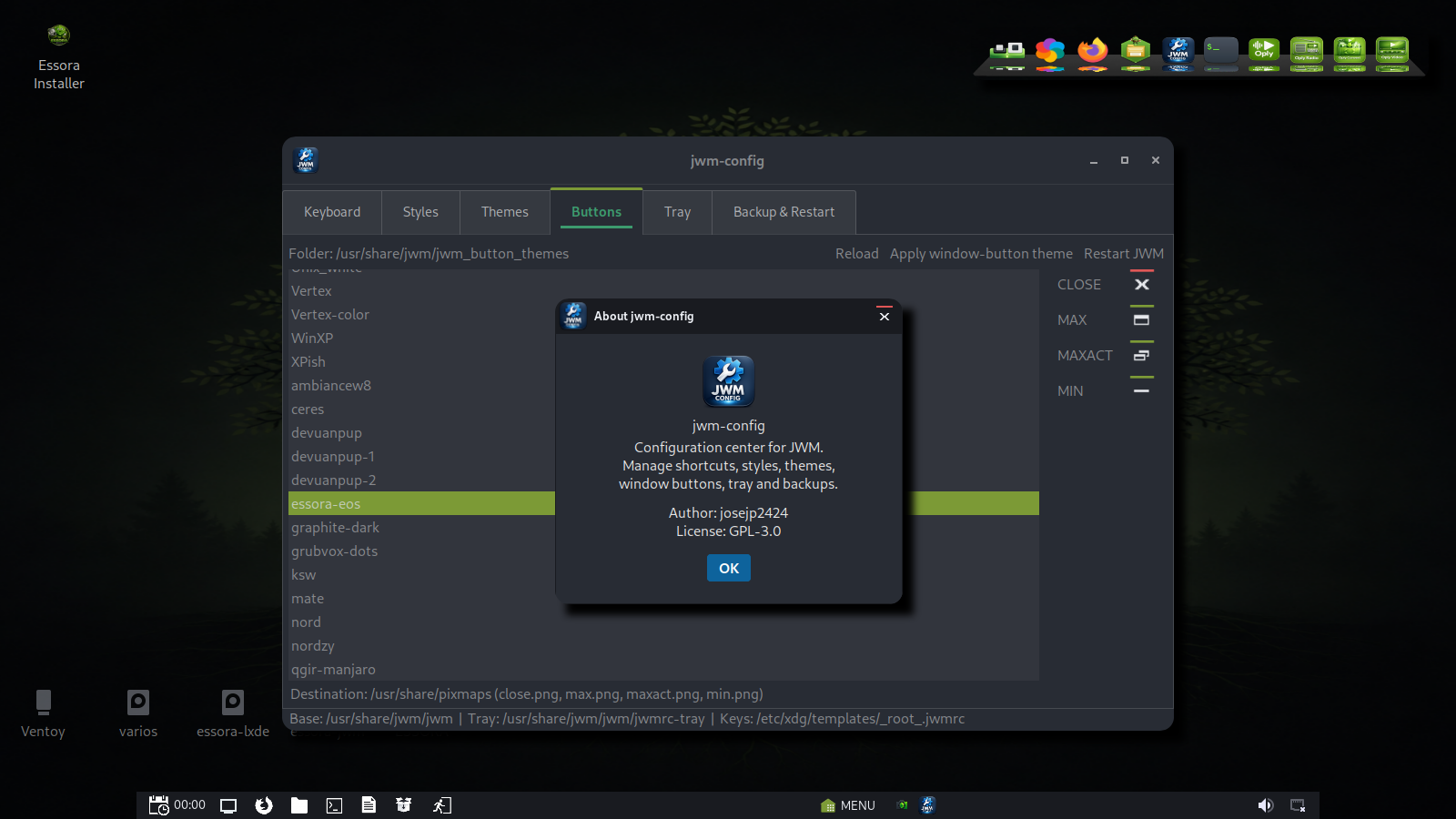 JWM configuration tool for Essora
