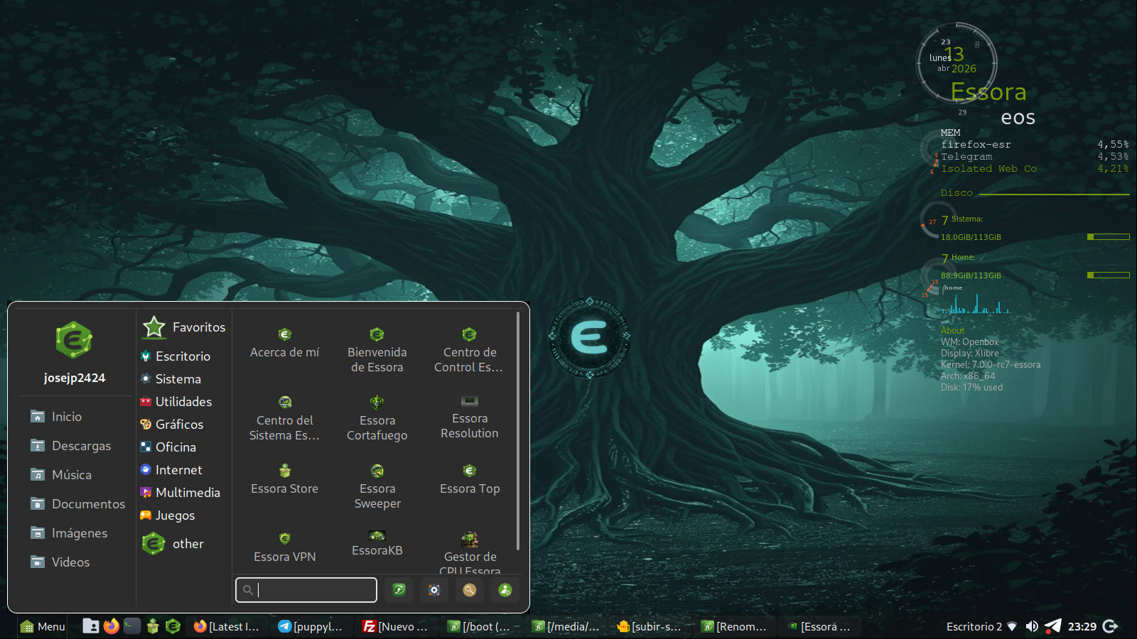 Essora menu integration