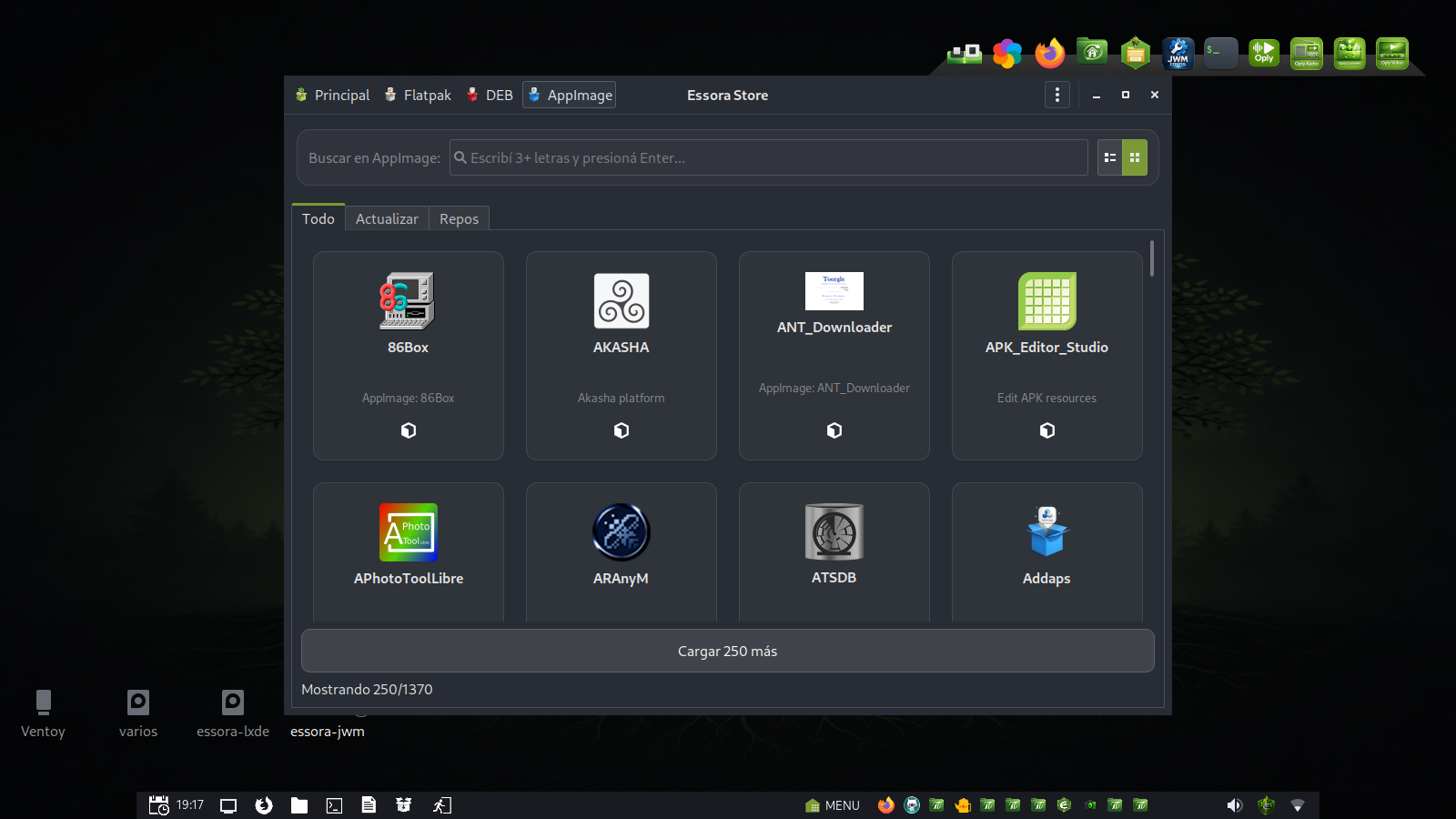 Essora Store AppImage tab